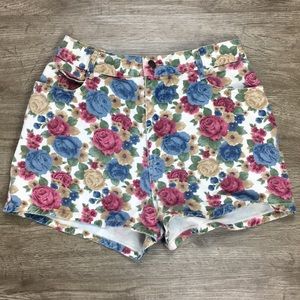 Vintage 90’s Grunge Floral High Waist Jean Shorts